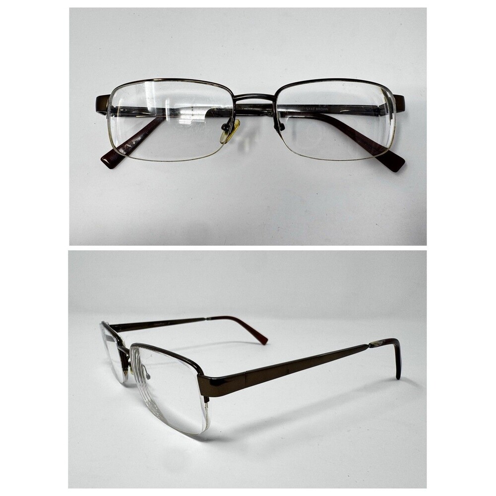 Enhance 3777 Brown Metal Semi Rimless Eyeglass Frames 55-17-145